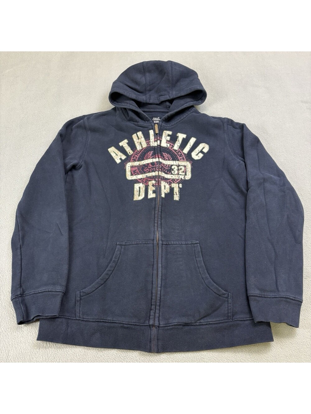 Athletic Dept Zip Up Hoodie Youth Size XL Navy Blue Y2K